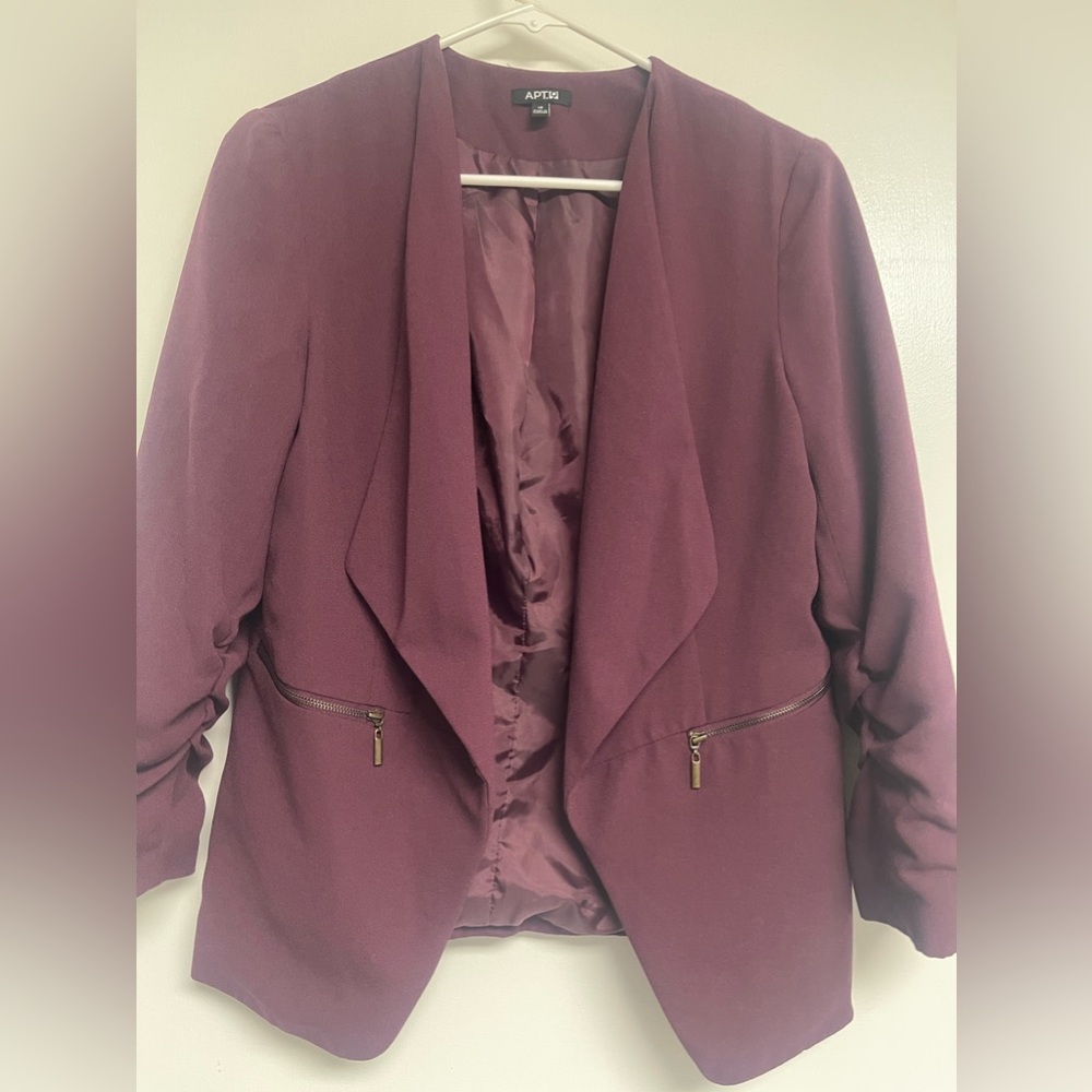 Apt 9 jacket, purple, 3/4 sleeves